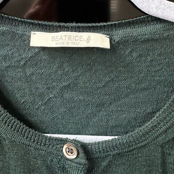 BEATRICE B. ITALY Emerald Wool Cardigan, Size S - Picture 2 of 6